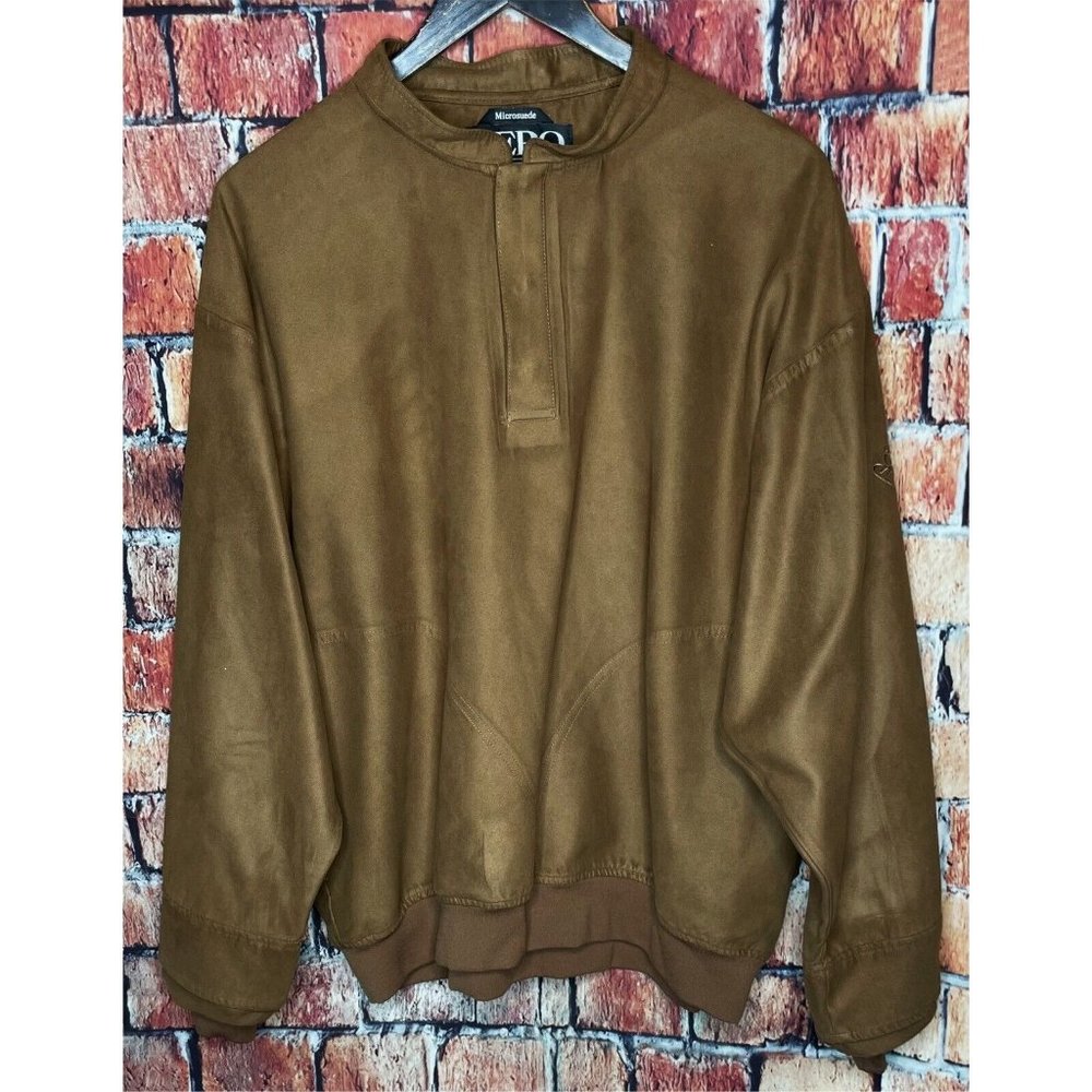 Zero Restriction ZR Men’s Large Brown Microsuede Golf Sweater Pullover Jacket